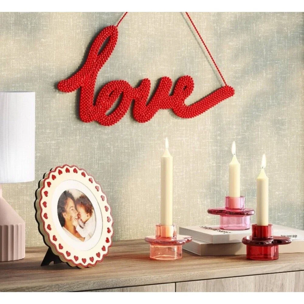 3pk Glass Heart Candle Holders